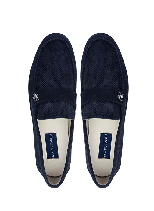 Tamer Tanca Erkek Hakiki Deri Lacivert Süet Loafer Ayakkabı - Görsel 6