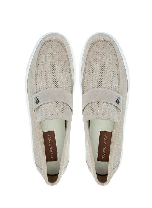 Tamer Tanca Erkek Hakiki Deri Bej Loafer Ayakkabı - Görsel 6