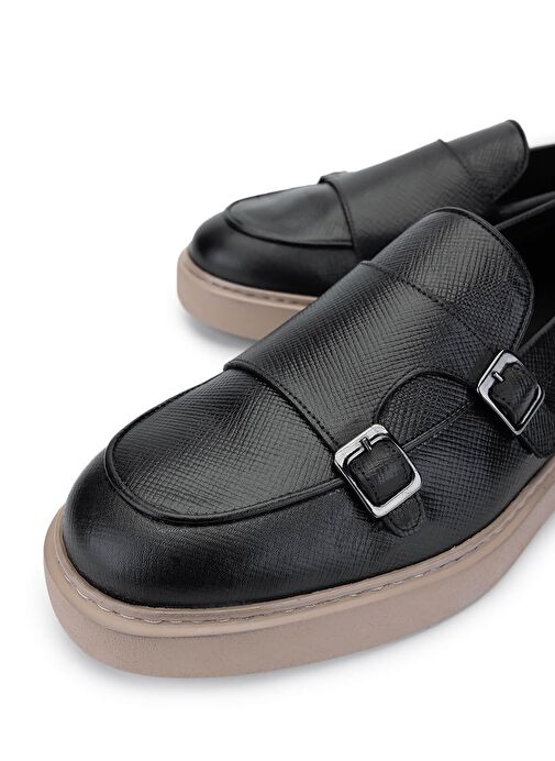 Tamer Tanca Erkek Hakiki Deri Siyah Loafer Ayakkabı - Görsel 4