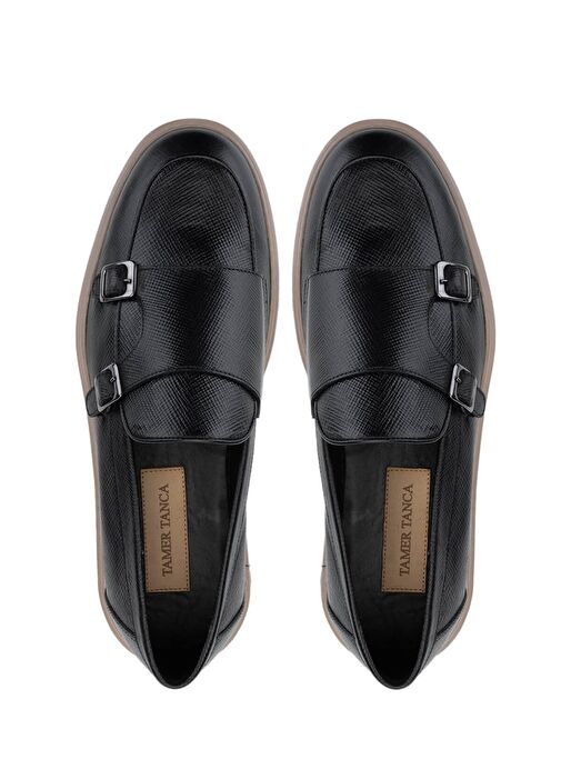 Tamer Tanca Erkek Hakiki Deri Siyah Loafer Ayakkabı - Görsel 6
