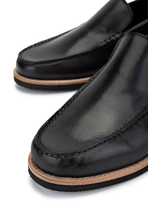 Tamer Tanca Erkek Hakiki Deri Siyah Loafer Ayakkabı - Görsel 5
