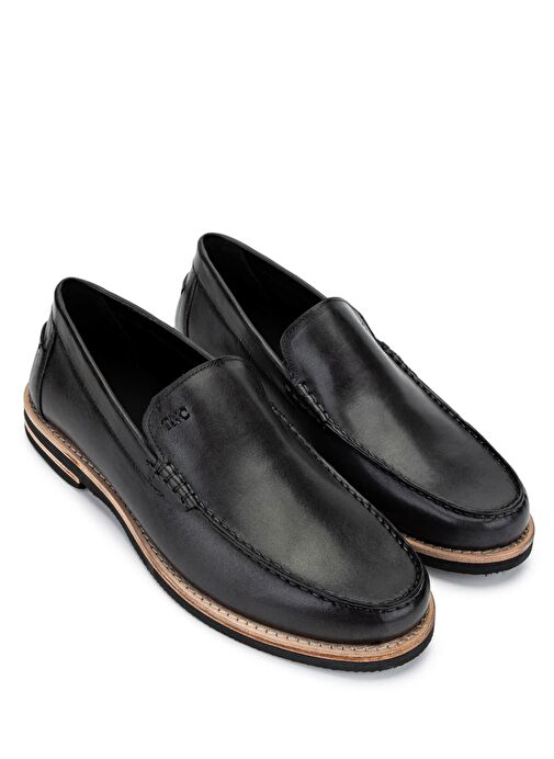 Tamer Tanca Erkek Hakiki Deri Siyah Loafer Ayakkabı - Görsel 3