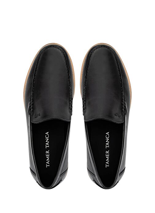 Tamer Tanca Erkek Hakiki Deri Siyah Loafer Ayakkabı - Görsel 6