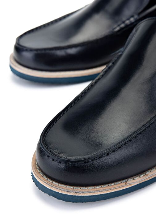 Tamer Tanca Erkek Hakiki Deri Lacivert Loafer Ayakkabı - Görsel 5