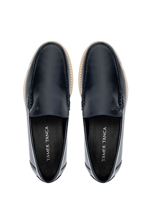 Tamer Tanca Erkek Hakiki Deri Lacivert Loafer Ayakkabı - Görsel 6