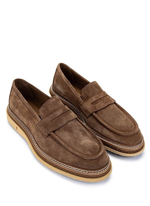 Tamer Tanca Erkek Hakiki Deri Tütün Süet Loafer Ayakkabı - Görsel 3