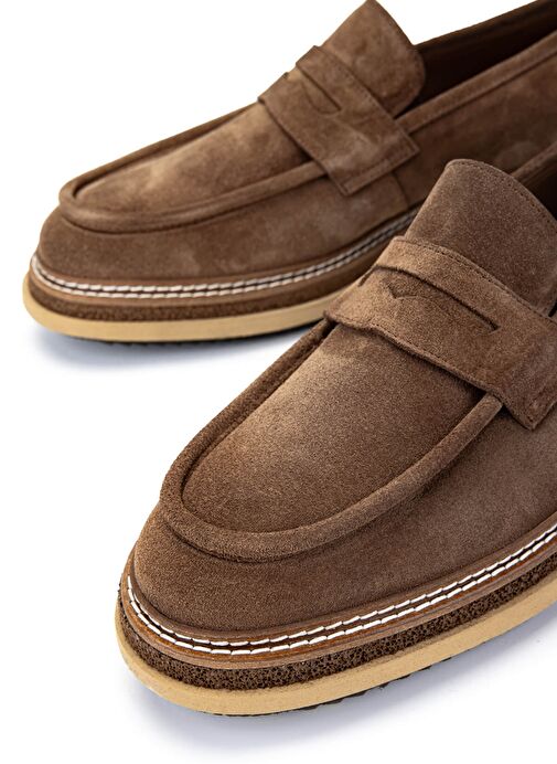 Tamer Tanca Erkek Hakiki Deri Tütün Süet Loafer Ayakkabı - Görsel 5