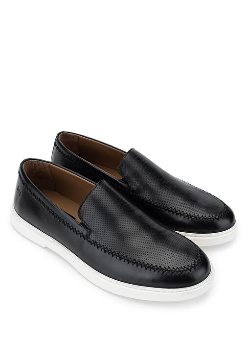 Tamer Tanca Erkek Hakiki Deri Siyah Loafer Ayakkabı - Görsel 3