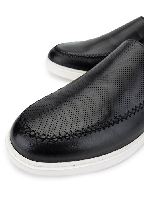 Tamer Tanca Erkek Hakiki Deri Siyah Loafer Ayakkabı - Görsel 4