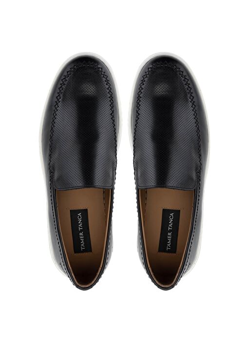 Tamer Tanca Erkek Hakiki Deri Siyah Loafer Ayakkabı - Görsel 6
