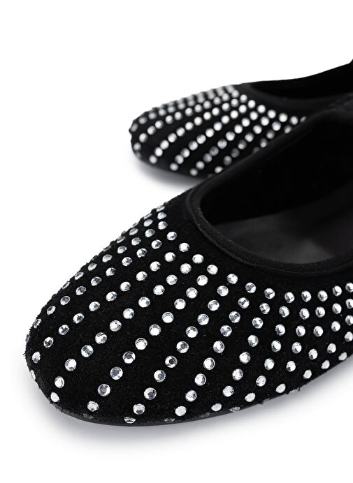 Tamer Tanca Kadın Hakiki Deri Siyah Süet Babet Ayakkabı - Görsel 4