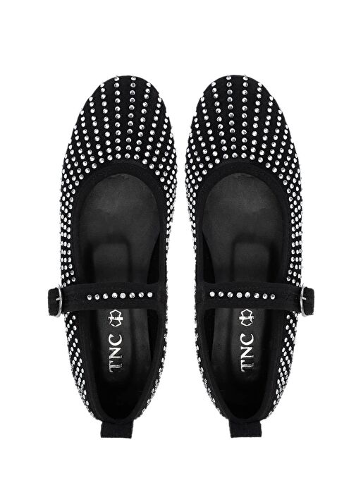 Tamer Tanca Kadın Hakiki Deri Siyah Süet Babet Ayakkabı - Görsel 6