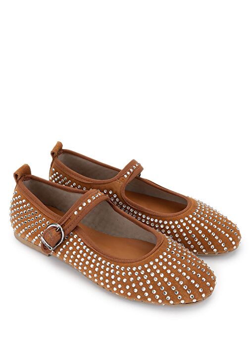 Tamer Tanca Kadın Hakiki Deri Taba Süet Babet Ayakkabı - Görsel 3