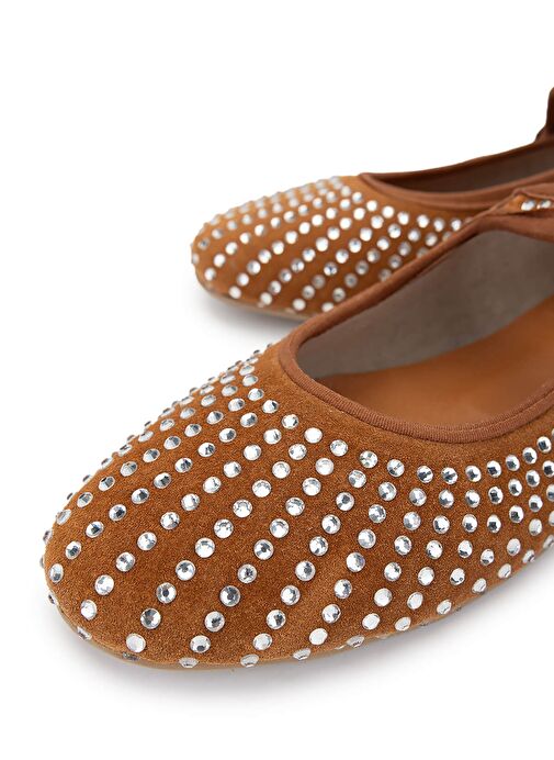 Tamer Tanca Kadın Hakiki Deri Taba Süet Babet Ayakkabı - Görsel 4