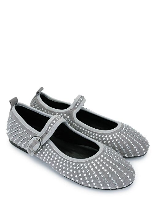 Tamer Tanca Kadın Hakiki Deri Gri Babet Ayakkabı - Görsel 3