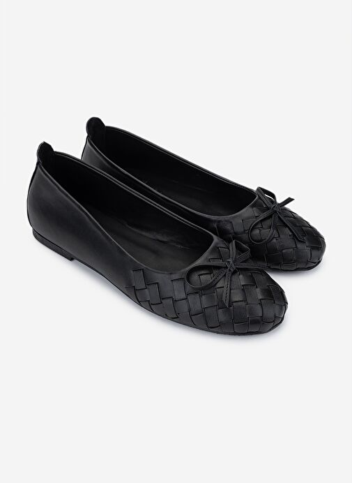 Valmenti Kadın Hakiki Deri Siyah Babet Ayakkabı - Görsel 3