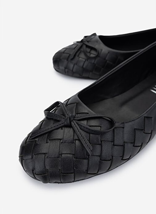 Valmenti Kadın Hakiki Deri Siyah Babet Ayakkabı - Görsel 4