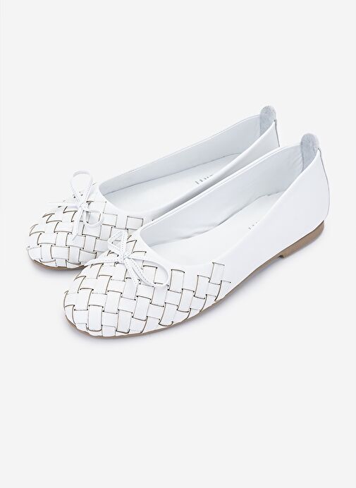 Valmenti Kadın Hakiki Deri Beyaz Babet Ayakkabı - Görsel 6