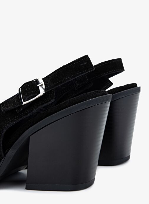 Valmenti Kadın Hakiki Deri Siyah Süet Topuklu Ayakkabı - Görsel 6