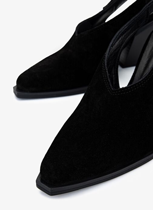 Valmenti Kadın Hakiki Deri Siyah Süet Topuklu Ayakkabı - Görsel 4