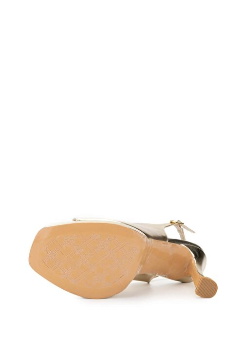 Tamer Tanca Kadın Suni Deri Dore Topuklu Ayakkabı - Görsel 5