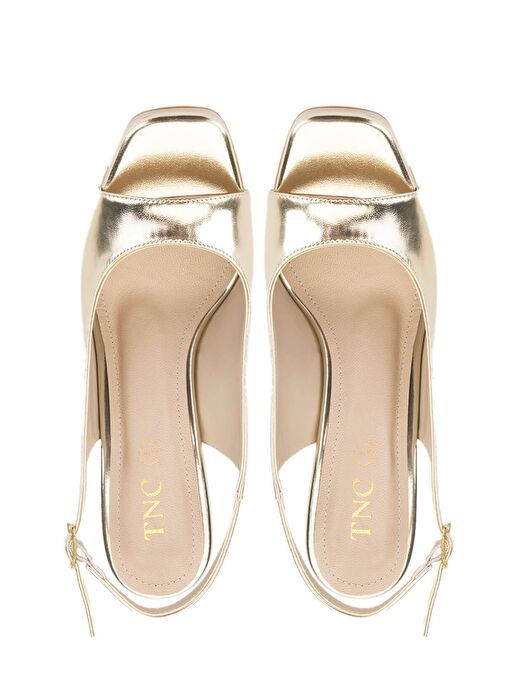 Tamer Tanca Kadın Suni Deri Dore Topuklu Ayakkabı - Görsel 6