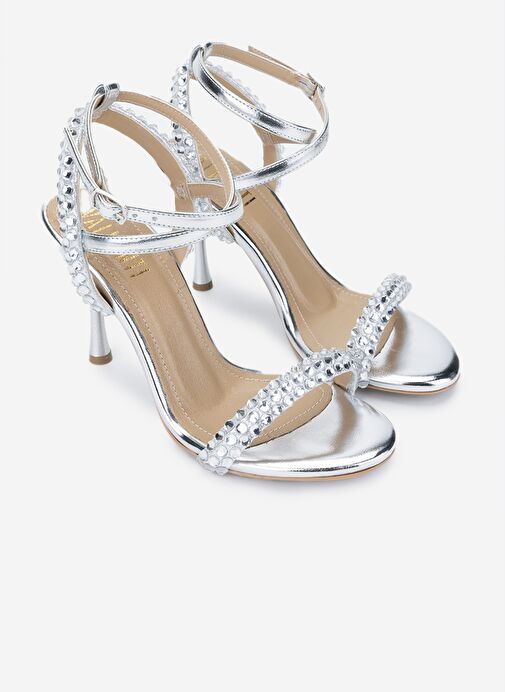 Valmenti Kadın Suni Deri Lame Topuklu Ayakkabı - Görsel 3