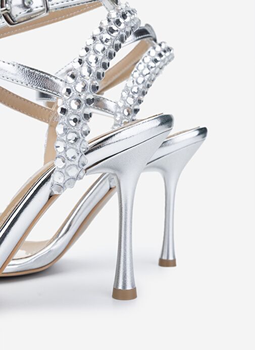 Valmenti Kadın Suni Deri Lame Topuklu Ayakkabı - Görsel 5