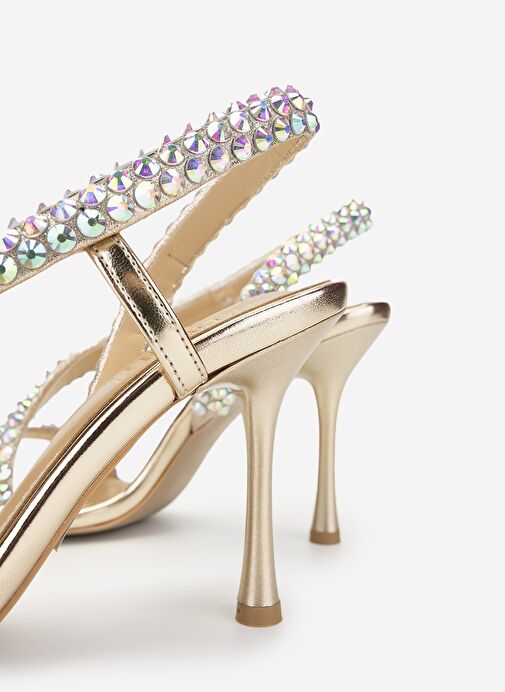 Valmenti Kadın Suni Deri Dore Topuklu Ayakkabı - Görsel 5