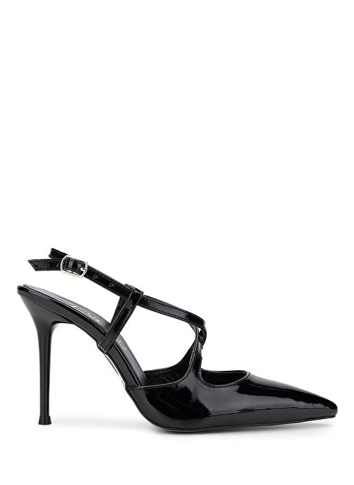 Tamer Tanca Kadın Hakiki Deri Siyah Rugan Topuklu Ayakkabı - Görsel 2