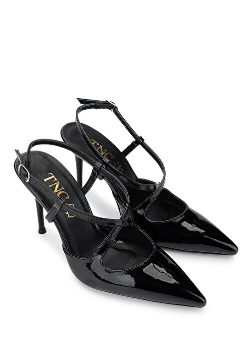 Tamer Tanca Kadın Hakiki Deri Siyah Rugan Topuklu Ayakkabı - Görsel 3