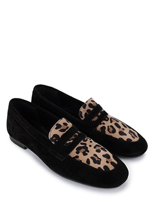 Tamer Tanca Kadın Hakiki Deri Siyah Süet Loafer Ayakkabı - Görsel 3