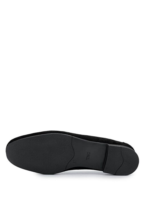 Tamer Tanca Kadın Hakiki Deri Siyah Süet Loafer Ayakkabı - Görsel 5