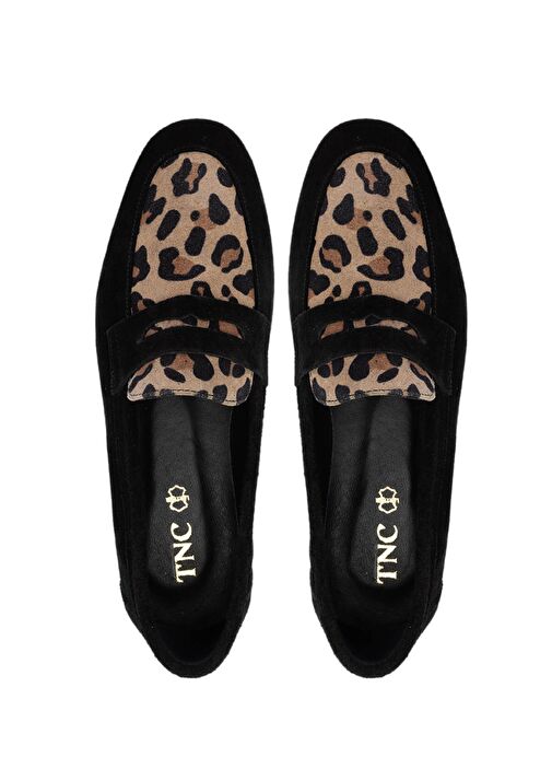 Tamer Tanca Kadın Hakiki Deri Siyah Süet Loafer Ayakkabı - Görsel 6