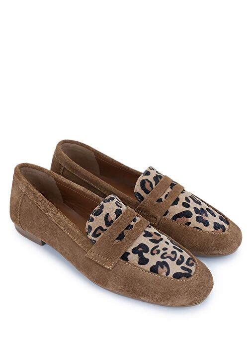 Tamer Tanca Kadın Hakiki Deri Taba Süet Loafer Ayakkabı - Görsel 3