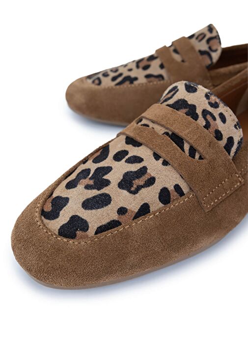 Tamer Tanca Kadın Hakiki Deri Taba Süet Loafer Ayakkabı - Görsel 4