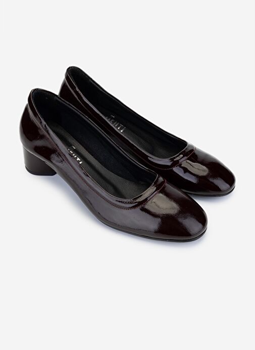 Valmenti Kadın Hakiki Deri Bordo Rugan Topuklu Ayakkabı - Görsel 3