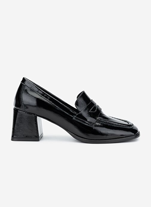 Valmenti Kadın Hakiki Deri Siyah Rugan Topuklu Ayakkabı - Görsel 2