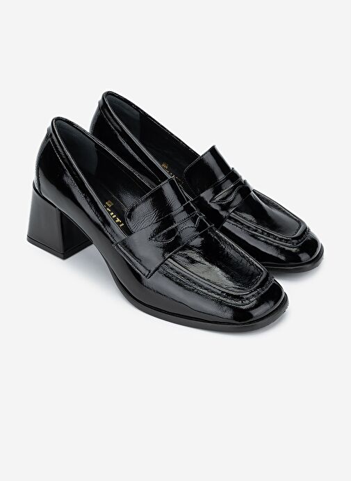 Valmenti Kadın Hakiki Deri Siyah Rugan Topuklu Ayakkabı - Görsel 3
