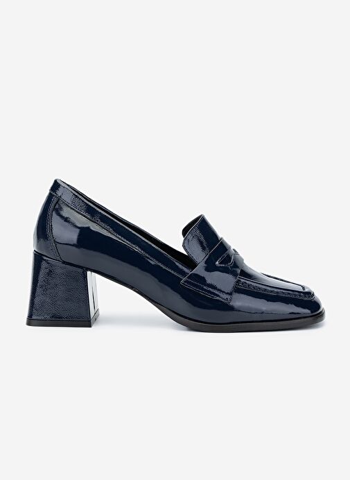 Valmenti Kadın Hakiki Deri Lacivert Topuklu Ayakkabı - Görsel 2