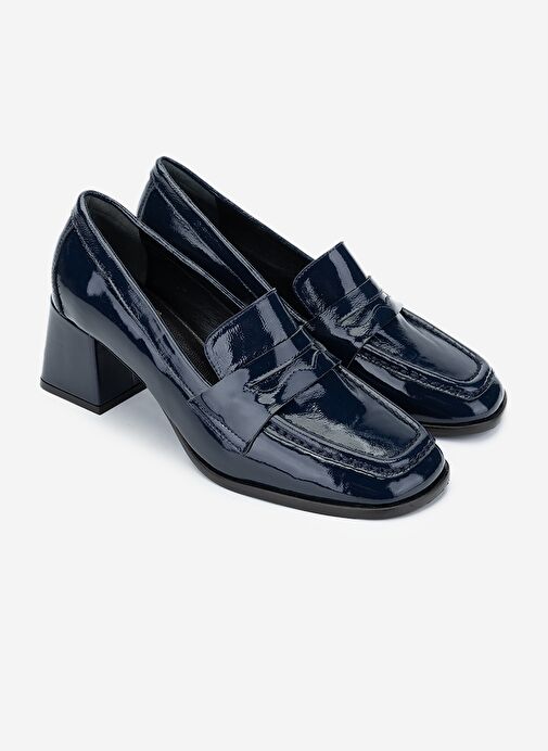 Valmenti Kadın Hakiki Deri Lacivert Topuklu Ayakkabı - Görsel 3