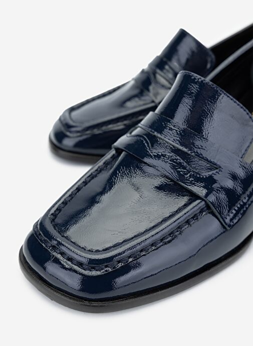 Valmenti Kadın Hakiki Deri Lacivert Topuklu Ayakkabı - Görsel 4