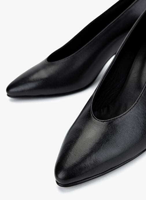 Valmenti Kadın Hakiki Deri Siyah Deri Topuklu Ayakkabı - Görsel 4