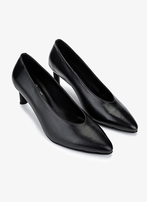 Valmenti Kadın Hakiki Deri Siyah Deri Topuklu Ayakkabı - Görsel 3
