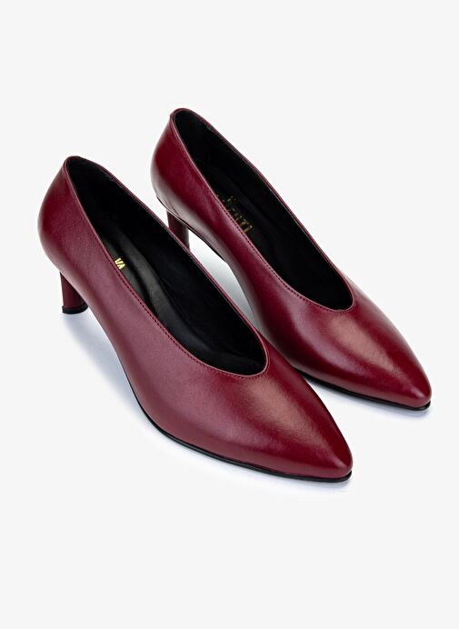 Valmenti Kadın Hakiki Deri Bordo Topuklu Ayakkabı - Görsel 3