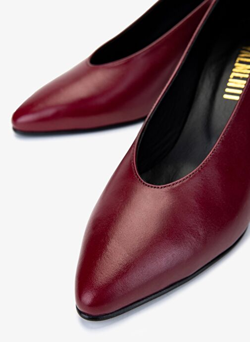 Valmenti Kadın Hakiki Deri Bordo Topuklu Ayakkabı - Görsel 4