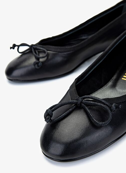 Valmenti Kadın Hakiki Deri Siyah Deri Babet Ayakkabı - Görsel 4