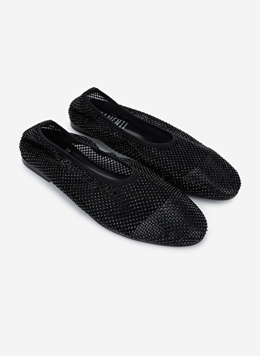 Valmenti Kadın Deri & Tekstil Siyah Deri Babet Ayakkabı - Görsel 3