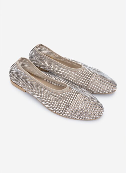 Valmenti Kadın Deri & Tekstil Bej Babet Ayakkabı - Görsel 3