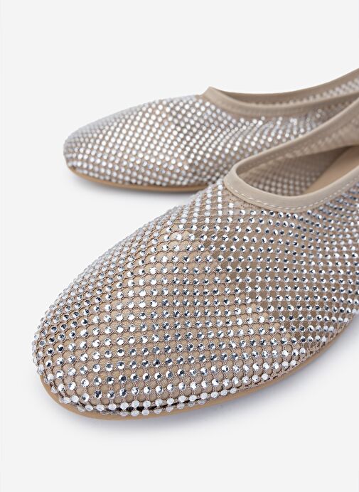 Valmenti Kadın Deri & Tekstil Bej Babet Ayakkabı - Görsel 4